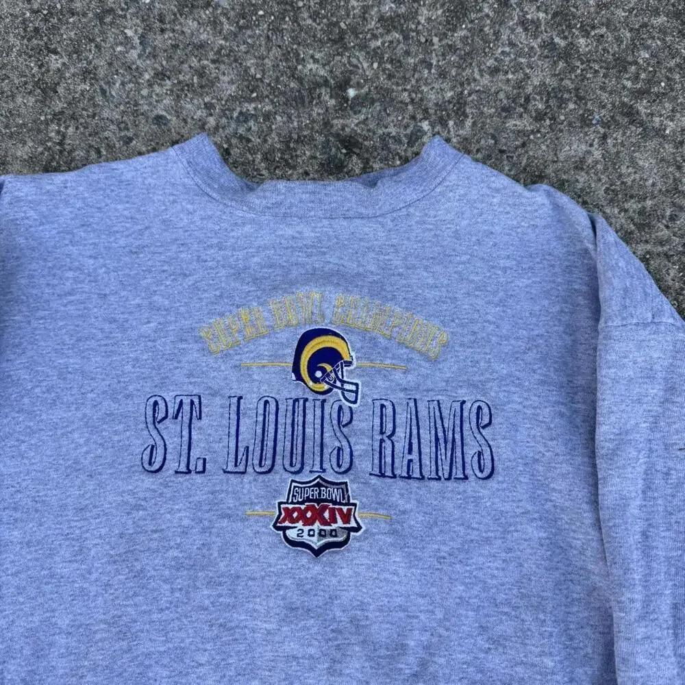 Vintage 2000 Beautiful St Louis Rams Super Bowl grey sweatshirt size large - Picture 2 of 4